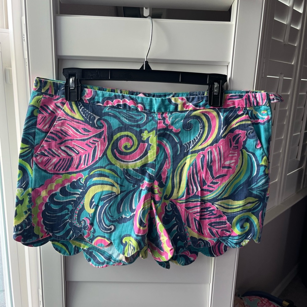 Lilly Pulitzer Pink and Blue Buttercup Shorts Vibrant Summer Style